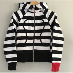 Rare Lululemon SCUBA hoodie black white stripe 4